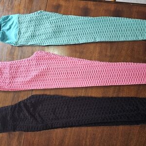 SHEIN Pink and Black Leggings Set Stretchy and Stylish